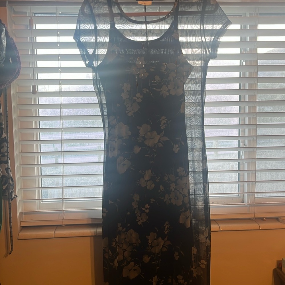 I.N. Black and silver maxi dress vintage 90s